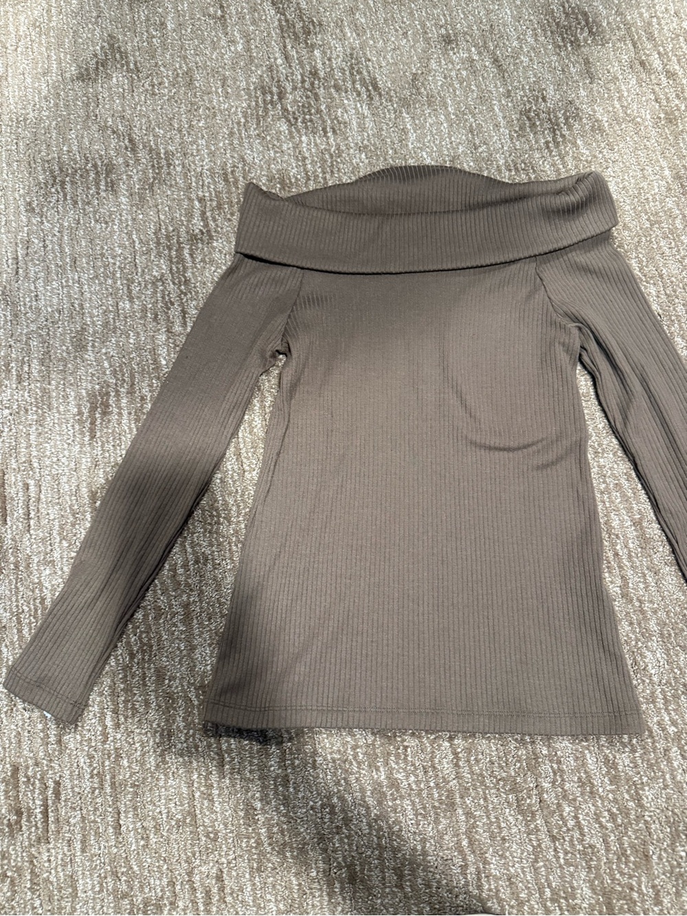 Banana Republic Foldover Off-Shoulder Ribbed Sweater - Taupe